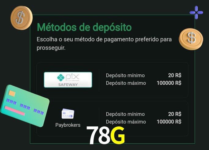 O cassino 78G oferece uma grande variedade de métodos de pagamento